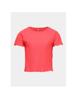 T-shirt crop côtelé nella rose fille - Only