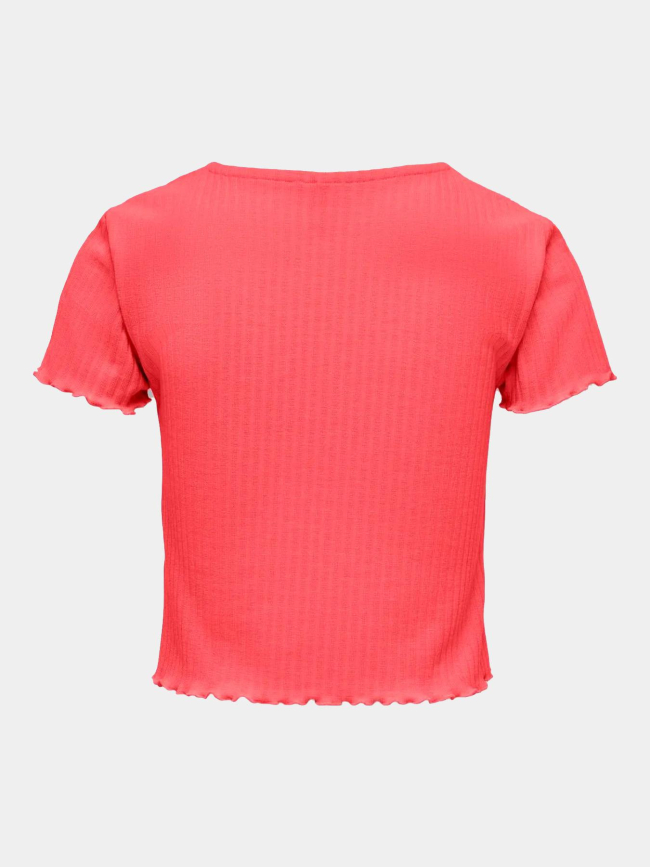 T-shirt crop côtelé nella rose fille - Only