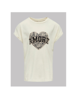 T-shirt lucy life amore écru blanc fille - Only