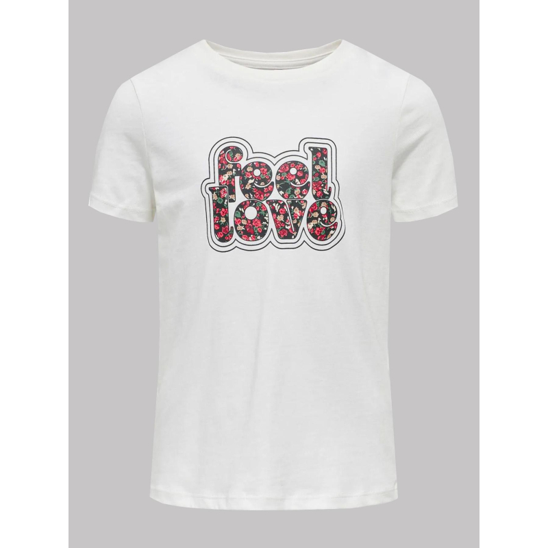 T-shirt à manches courtes kogemma feel love blanc fille - Only