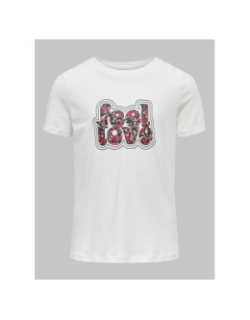 T-shirt à manches courtes kogemma feel love blanc fille - Only