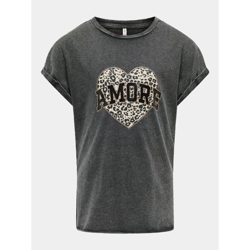 T-shirt lucy life amore noir fille - Only