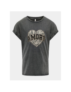T-shirt lucy life amore noir fille - Only