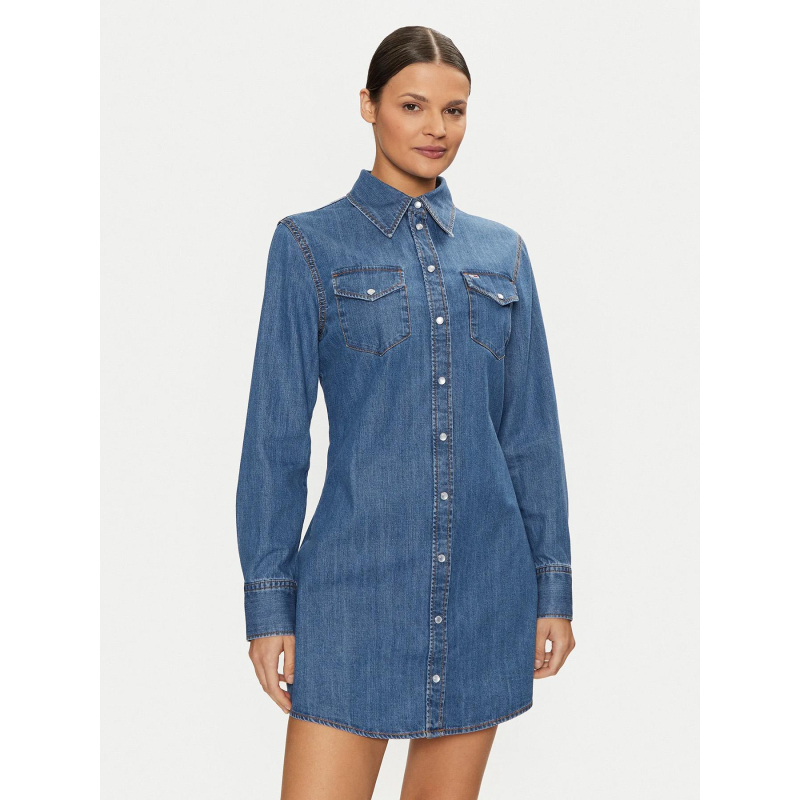 Robe chemise en jean regular western bleu femme - Tommy Jeans
