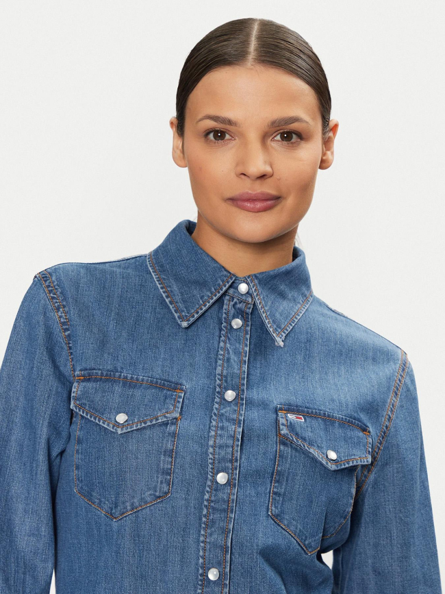 Robe chemise en jean regular western bleu femme - Tommy Jeans