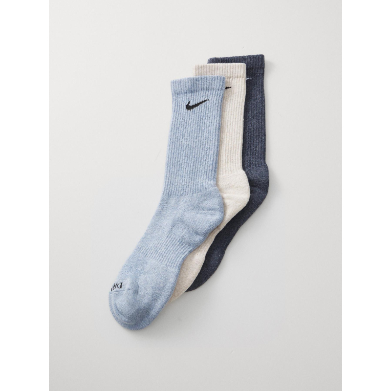 3 paires de chaussettes everyday plus crew bleu beige - Nike