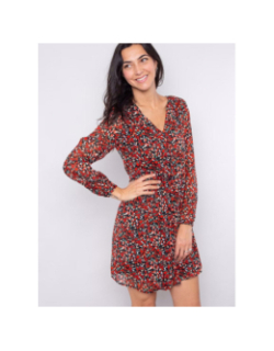 Robe à fleurs lagnes rouge et noir femme - Only