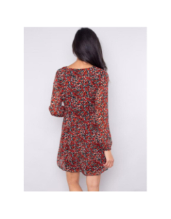Robe à fleurs lagnes rouge et noir femme - Only