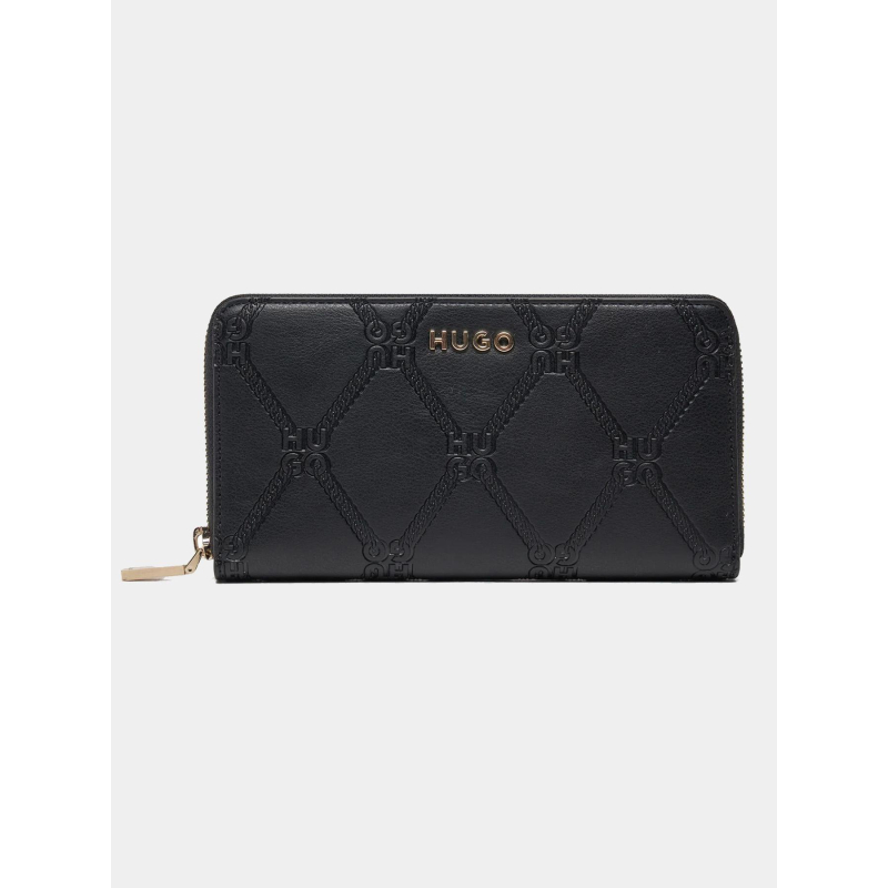 Portefeuille logo relief chris noir femme - Hugo