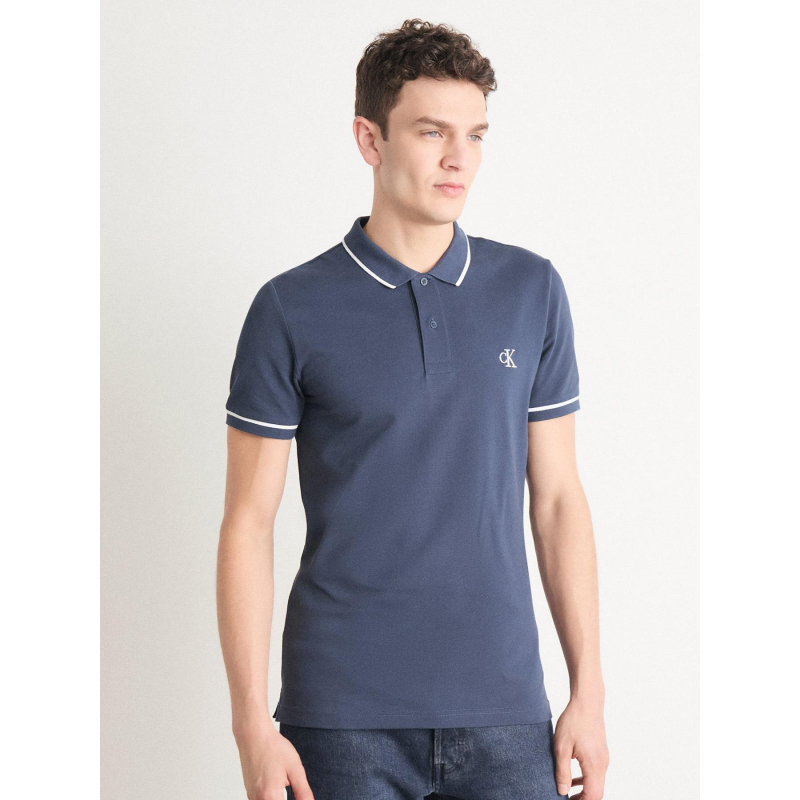 Polo tipping logo gris anthracite homme - Calvin Klein Jeans