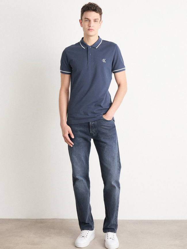 Polo tipping logo gris anthracite homme - Calvin Klein Jeans