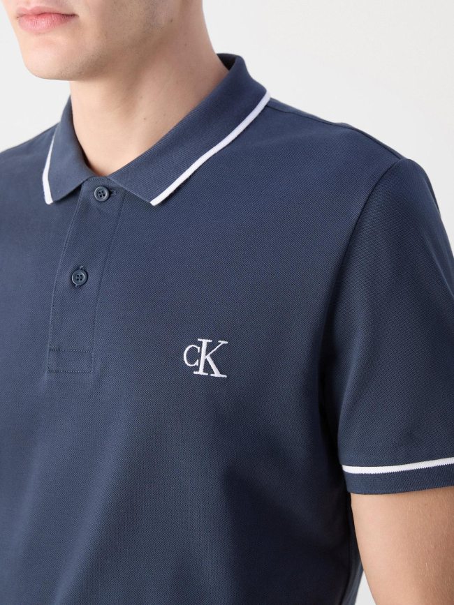 Polo tipping logo gris anthracite homme - Calvin Klein Jeans