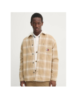 Veste sherpa à carreaux beige homme - Tommy Jeans