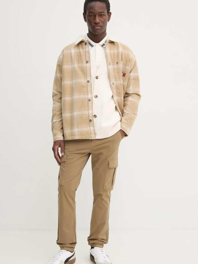 Veste sherpa à carreaux beige homme - Tommy Jeans