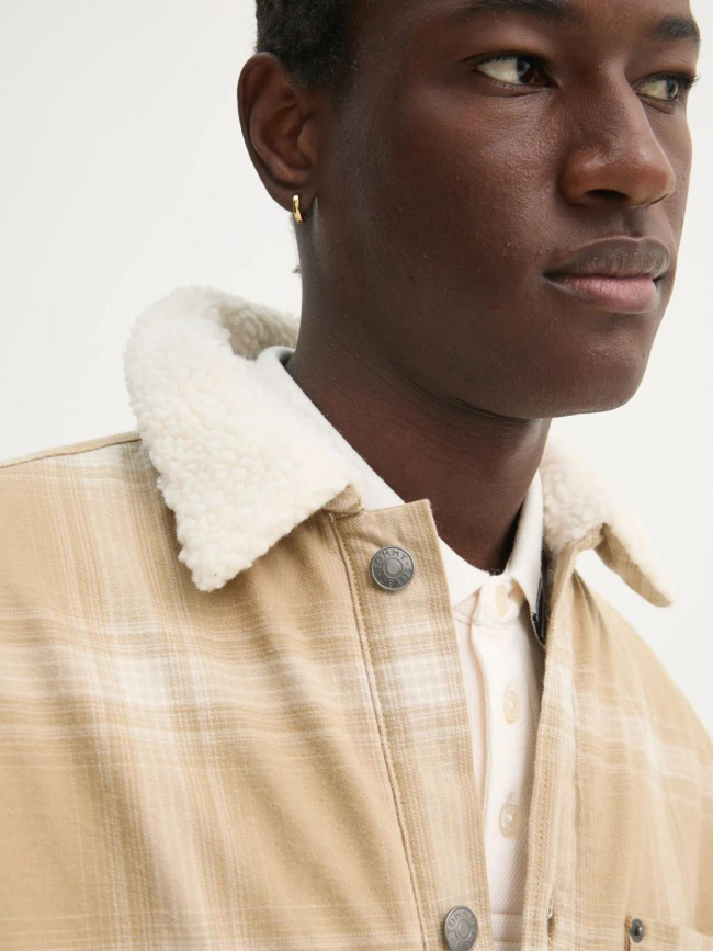 Veste sherpa à carreaux beige homme - Tommy Jeans
