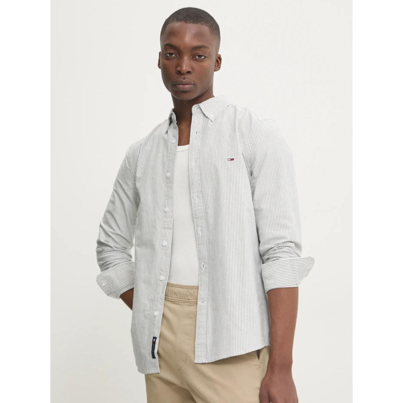 Chemise rayé slim oxford gris blanc homme - Tommy Jeans