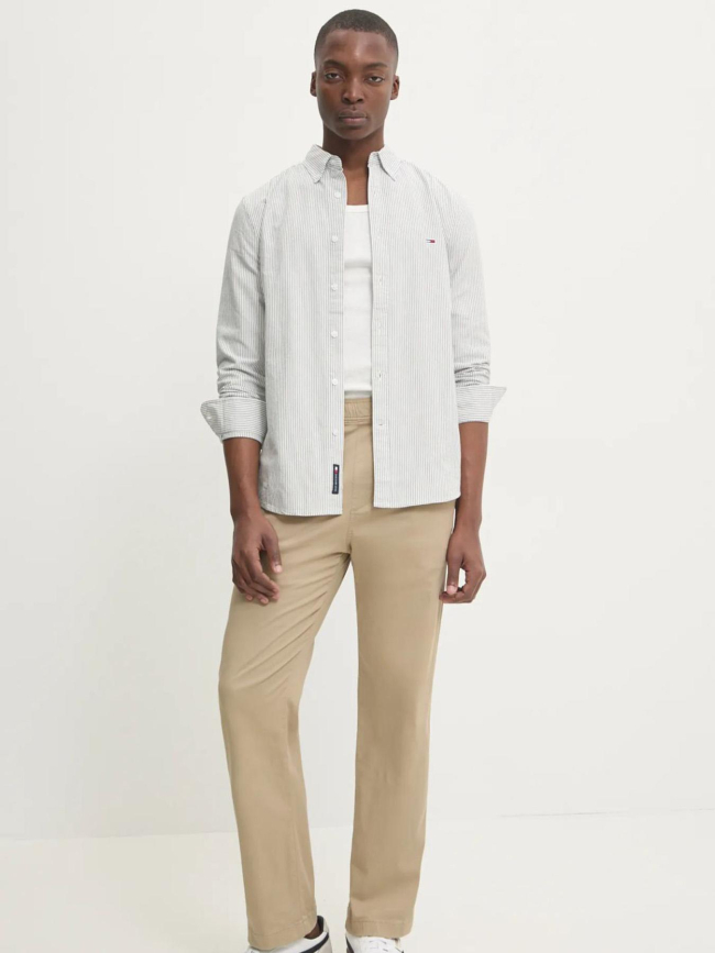 Chemise rayé slim oxford gris blanc homme - Tommy Jeans