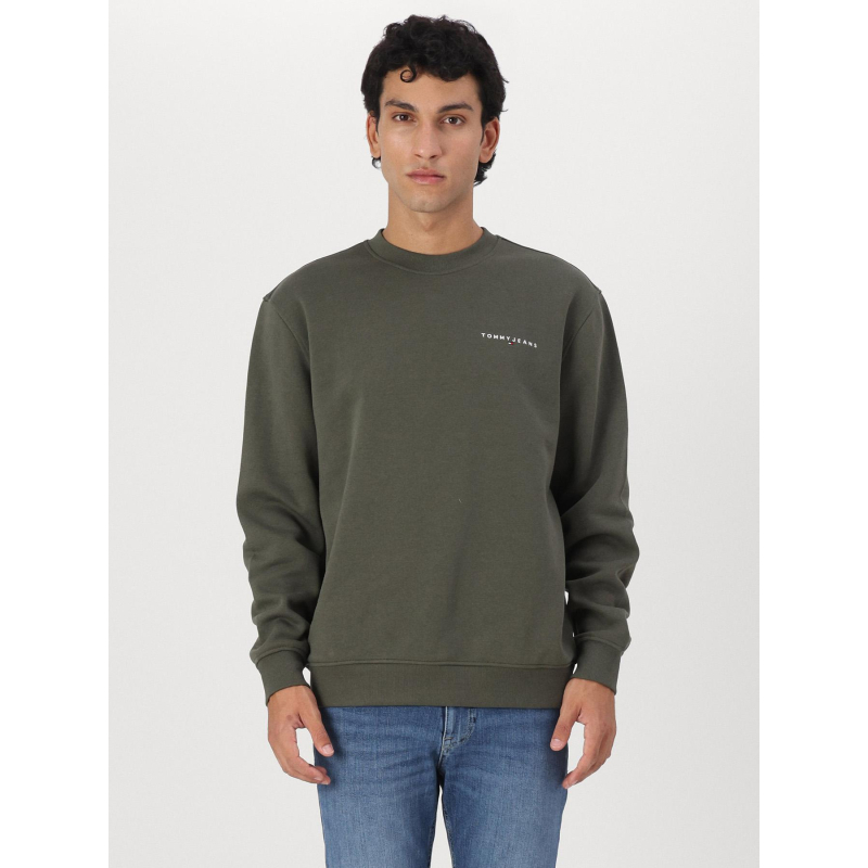 Sweatshirt regular linear kaki homme - Tommy Jeans