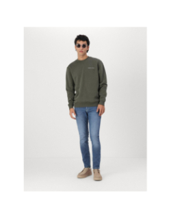Sweatshirt regular linear kaki homme - Tommy Jeans