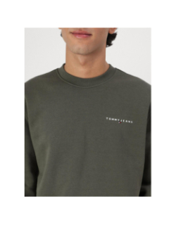 Sweatshirt regular linear kaki homme - Tommy Jeans