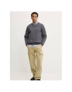 Sweatshirt regular linear logo gris homme - Tommy Jeans