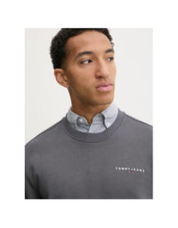 Sweatshirt regular linear logo gris homme - Tommy Jeans