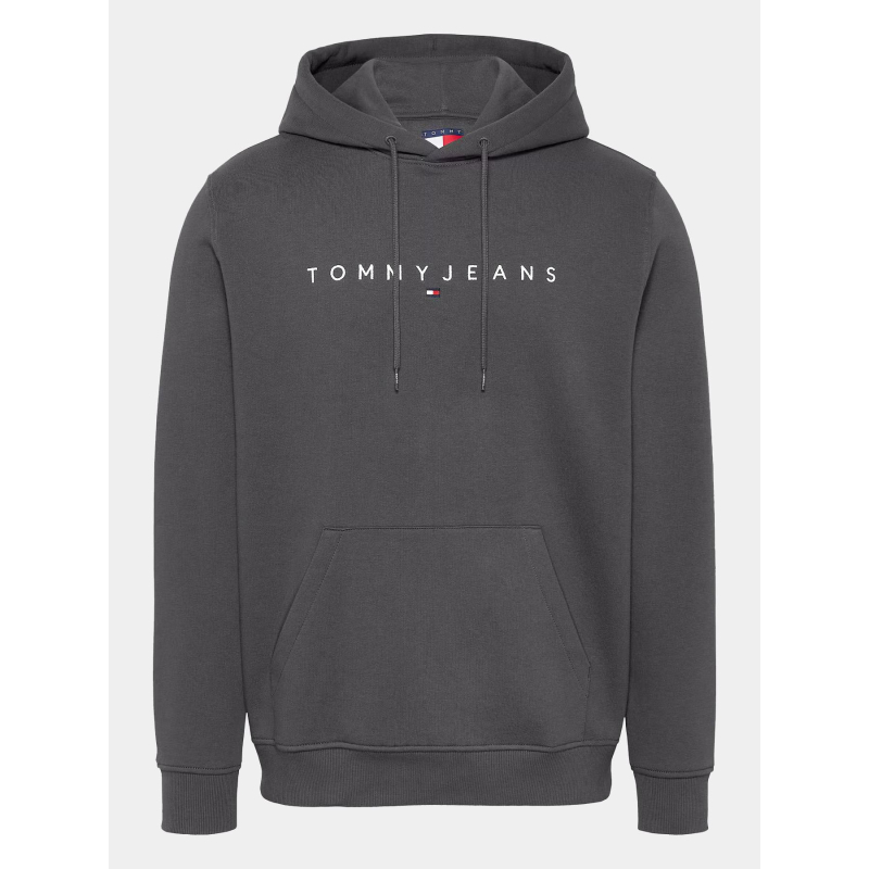 Sweat à capuche regular linear logo gris homme - Tommy Jeans