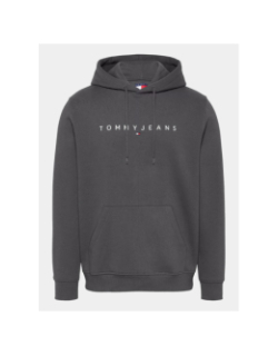 Sweat à capuche regular linear logo gris homme - Tommy Jeans