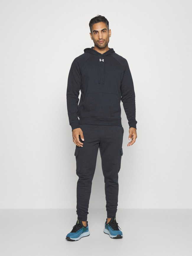 Sweat à capuche rival fleece noir homme - Under Armour