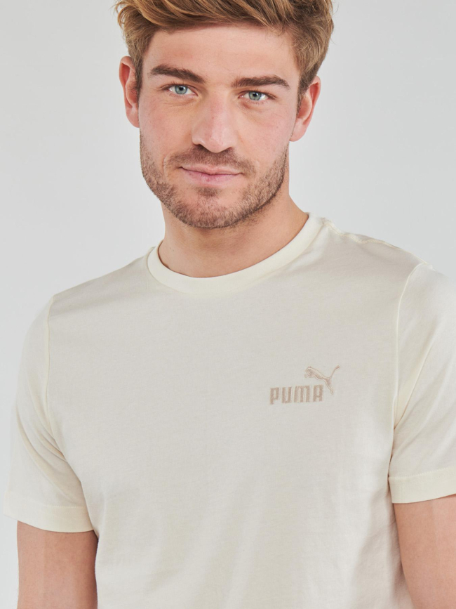 T-shirt essential small logo blanc écru homme - Puma
