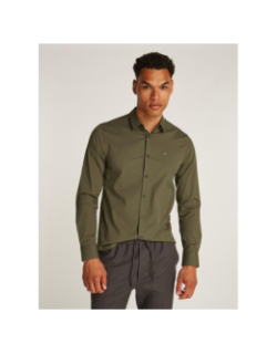 Chemise slim poplin stretch kaki homme - Calvin Klein