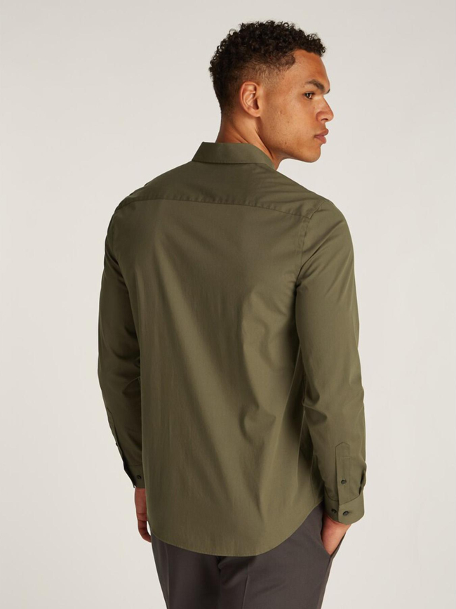 Chemise slim poplin stretch kaki homme - Calvin Klein