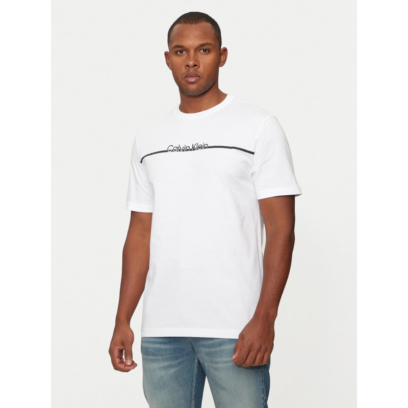 T-shirt split line logo blanc homme - Calvin Klein
