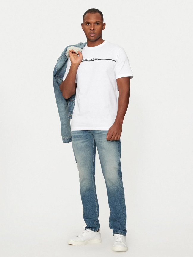 T-shirt split line logo blanc homme - Calvin Klein