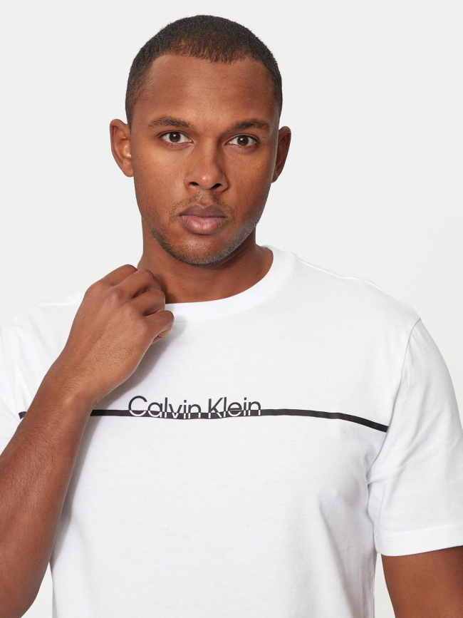 T-shirt split line logo blanc homme - Calvin Klein