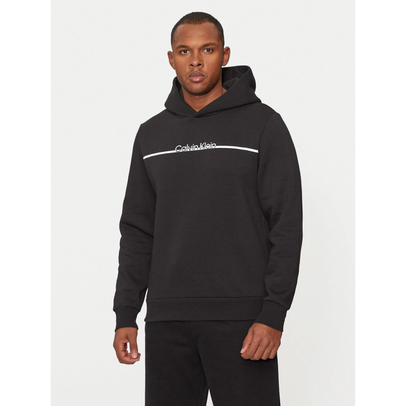 Sweat à capuche split line logo noir homme - Calvin Klein