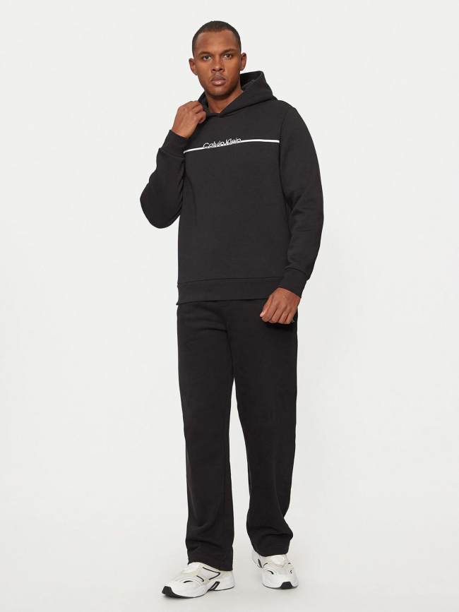 Sweat à capuche split line logo noir homme - Calvin Klein