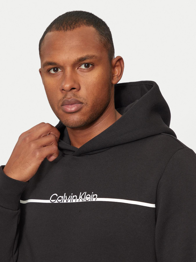 Sweat à capuche split line logo noir homme - Calvin Klein