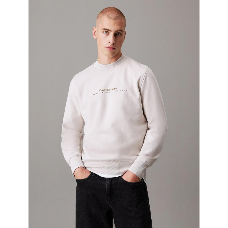 Sweat minimal logo beige homme - Calvin Klein Jeans