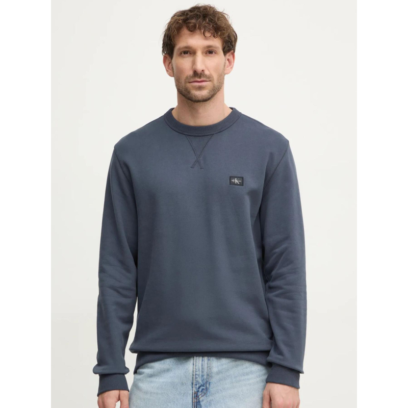 Sweatshirt woven label gris anthracite homme - Calvin Klein Jeans