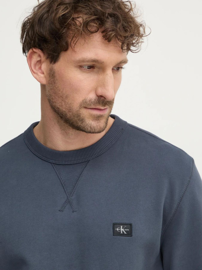 Sweatshirt woven label gris anthracite homme - Calvin Klein Jeans