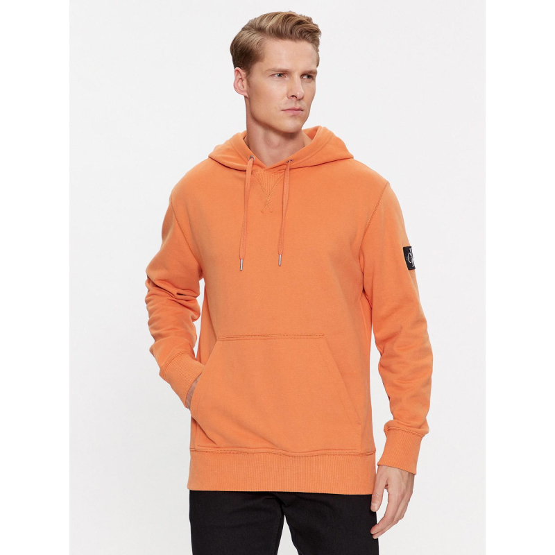 Sweat à capuche badge orange homme - Calvin Klein Jeans