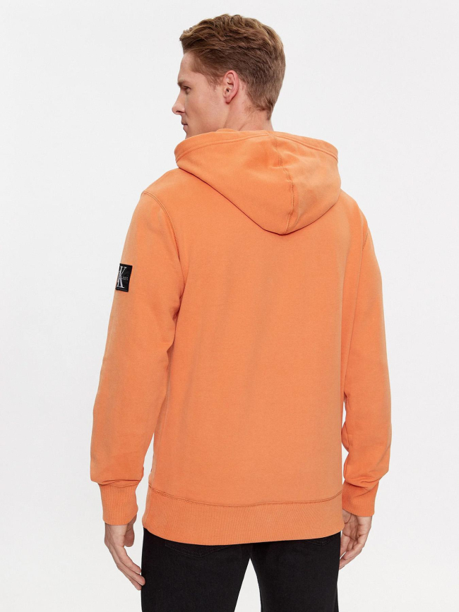 Sweat à capuche badge orange homme - Calvin Klein Jeans