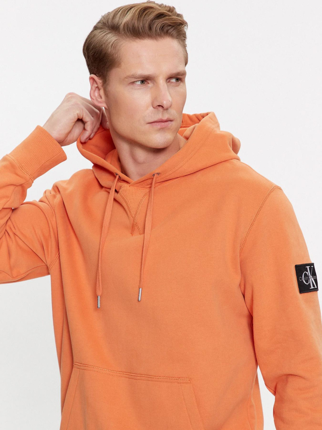 Sweat à capuche badge orange homme - Calvin Klein Jeans