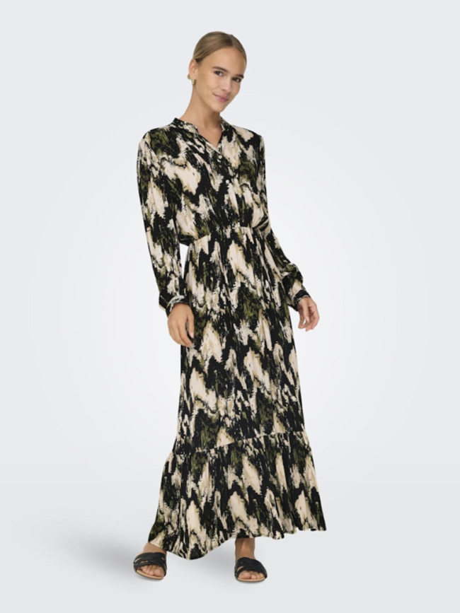 Robe midi jessie noir vert femme - Only