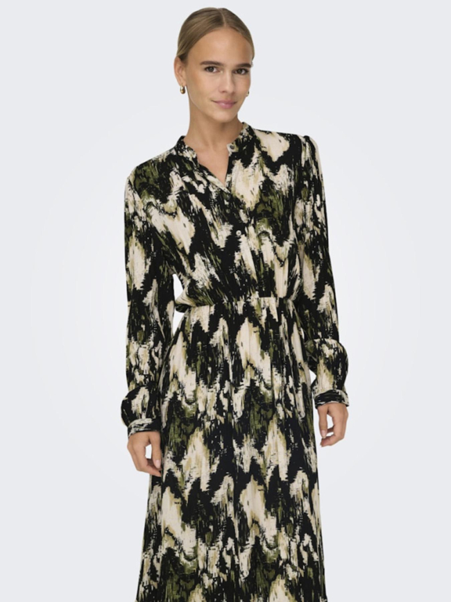 Robe midi jessie noir vert femme - Only