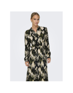 Robe midi jessie noir vert femme - Only