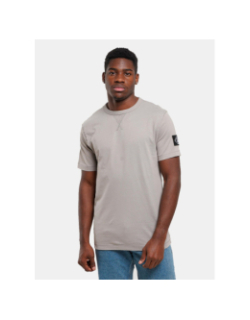 T-shirt uni badge regular gris homme - Calvin Klein Jeans