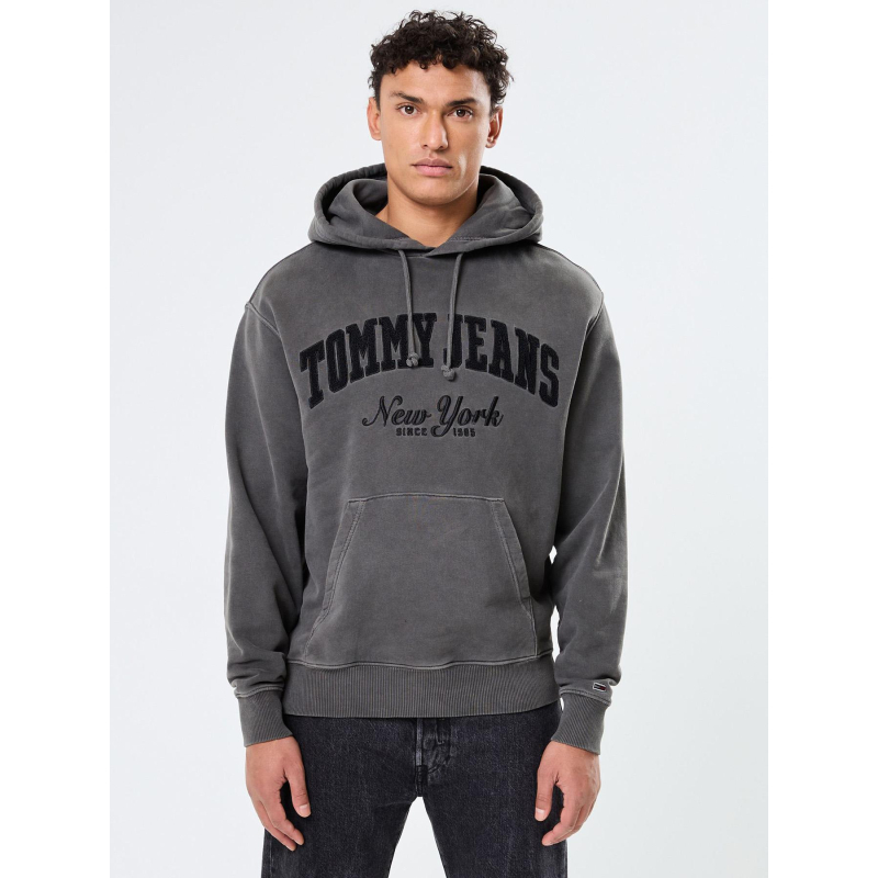 Sweat à capuche logo vintage gris homme - Tommy Jeans