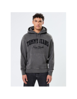 Sweat à capuche logo vintage gris homme - Tommy Jeans